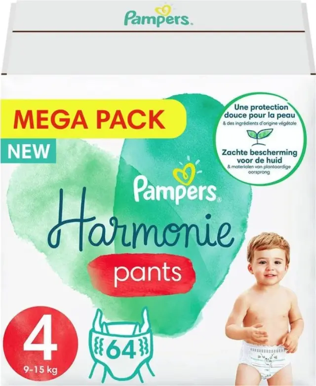 Pampers Harmonie Pants No4 (9-15kg) Πάνες Βρακάκι Mega Pack 64τμχ 2