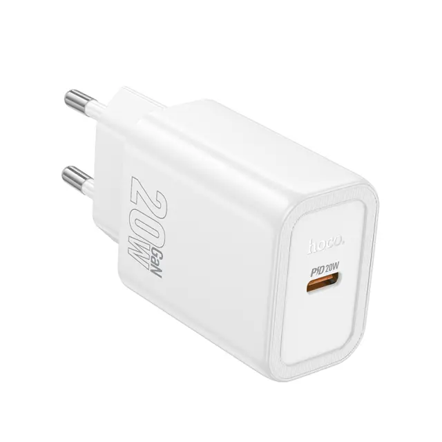 Φορτιστής Ταξιδίου Hoco N60 Gentle GaN με 1 Εξόδο Φόρτισης USB-C PD20W 5V 3.0A Λευκός