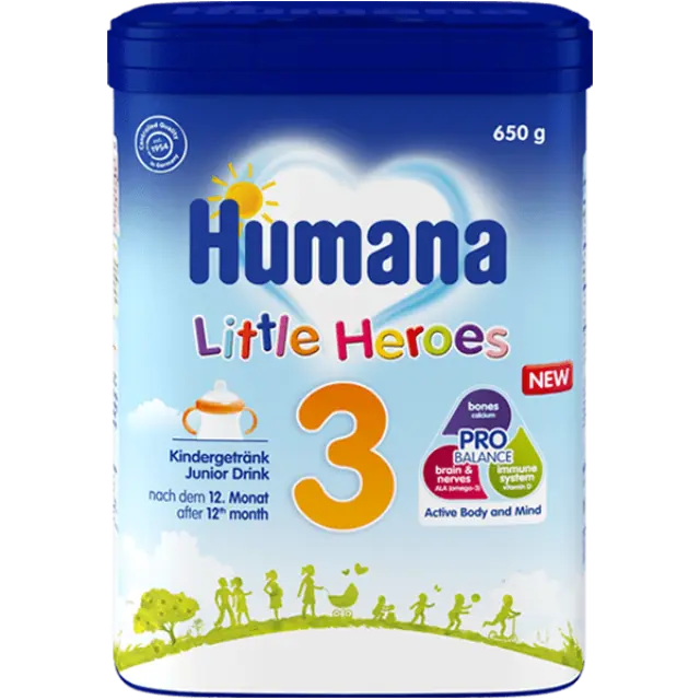 Humana 3 γάλα Μετά το 12ο Μήνα έως + την Νηπιακή Ηλικία, Ρόφημα Γάλακτος σε Σκόνη, 650gr ( NEO – MY PACK)