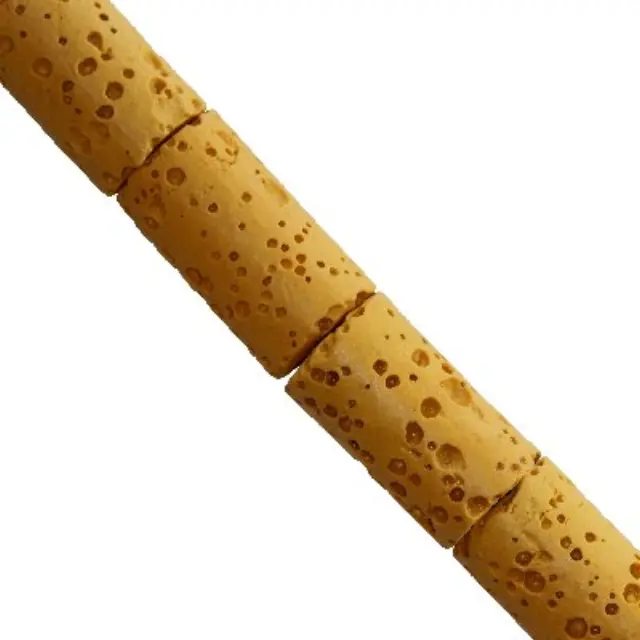 Χάντρα Dyed Yellow Lava Tubes 8x15mm ~12τεμ