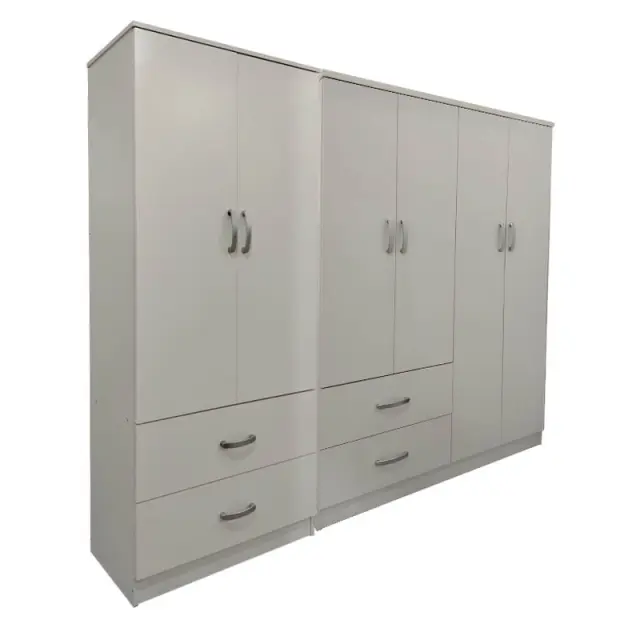 Ντουλάπα εξάφυλλη Athos pakoworld λευκή 200,5x42x180εκ 2