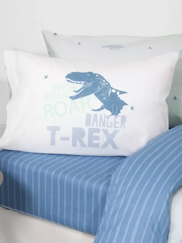 Ζεύγος Μαξιλαροθήκες 52x72 Nima Roar Blue-Ciel 100% βαμβακερό