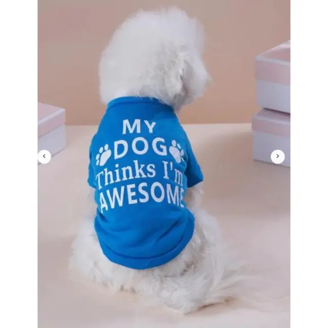 Μπλουζάκι Σκύλου Γαλάζιο "My Dog Thinks I'm Awesome" - Ράχη: 19cm 2