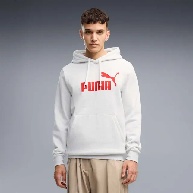 Puma Men's Essentials No1 Logo Fleece Hoodie Άσπρο - Κόκκινο 682571-05 (Puma)