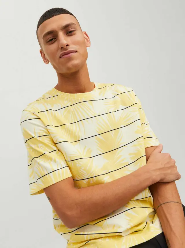 JORPALMA AOP STRIPE TEE SS CREW NECK Transparent Yellow - XL 2