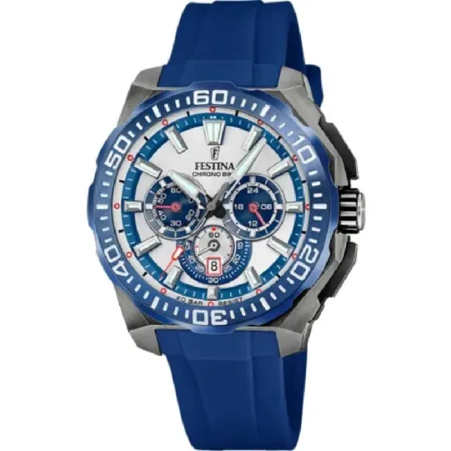 Festina , Men's Chronograph Watch, Blue Rubber Strap F20725/4