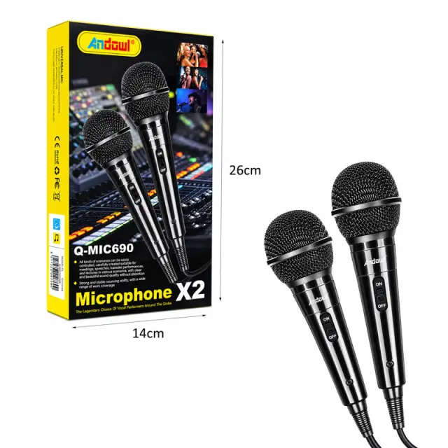 Andowl Σετ 2 Ενσύρματων Μικροφώνων Q-MIC690 - Set of 2 Wired Microphones 0751307 3