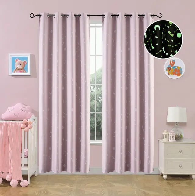 Κουρτίνα Με 8 Κρίκους 140x260 Φωσφοριζέ Beauty Home 6140 Ροζ 100% Πολυέστερ