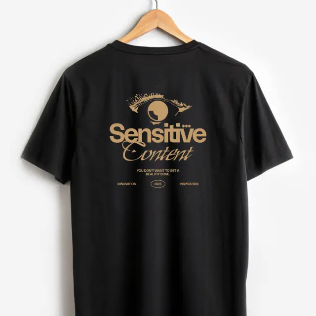 T-shirt Noshame® Μαύρο με τύπωμα Sensitive Content - 122588 - XXL 3