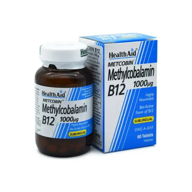 Health Aid Methylcobalamin Metcobin B12, Συμπλήρωμα Διατροφής με Βιταμίνη Β12 (1000mcg) για την Υγεία του Νευρικού Συστήματος  60 ταμπλέτες