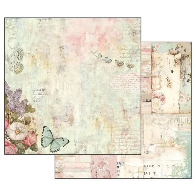 Χαρτί Scrapbooking Stamperia Διπλής Όψης - Wonderland Flowers & Butterflies - 31x30cm