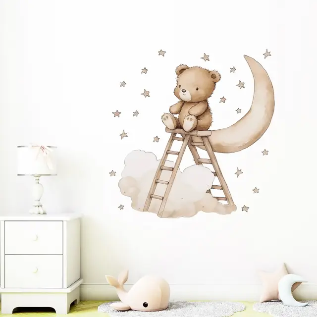 Αυτοκόλλητα Παιδικού Δωματίου Teddy Bear On A Ladder SIP-WS63047 3