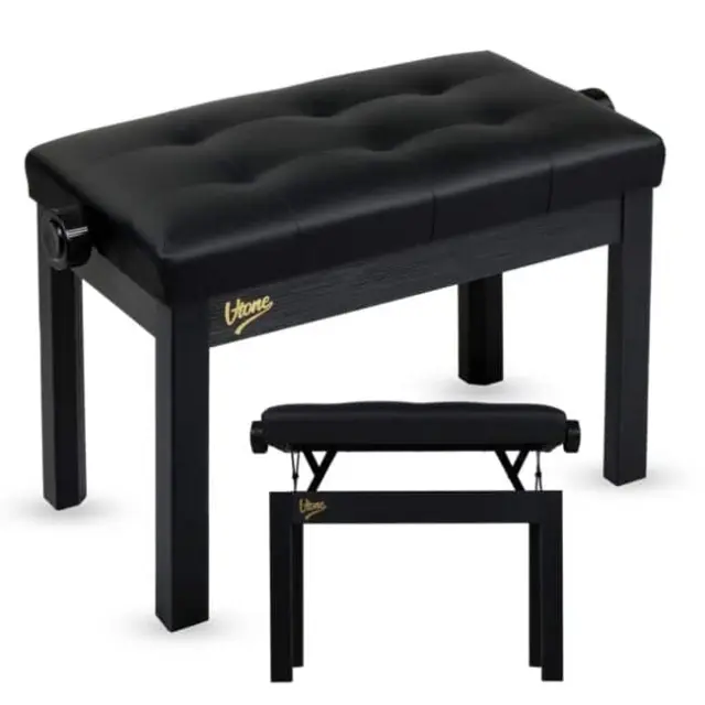 V-TONE PB3 BK piano keyboard bench black upholstered musician seat adjustable 47-55 cm up to 140 kg