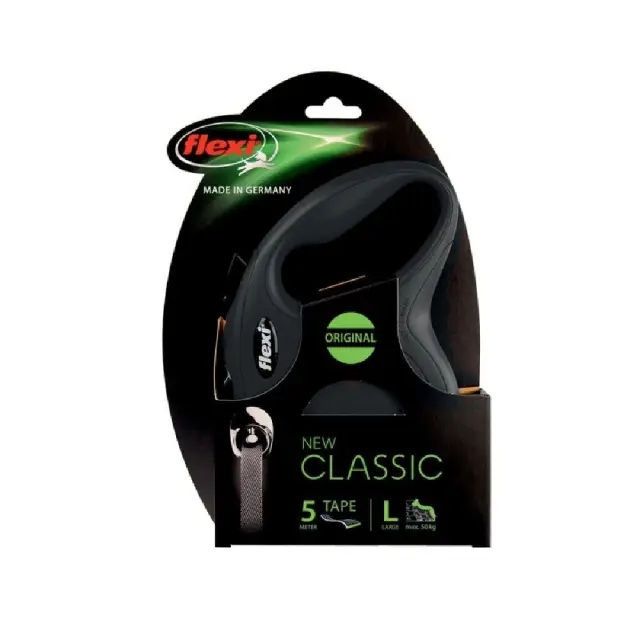 Flexi New Classic Πτυσσόμενο Λουρί/Οδηγός Σκύλου Ιμάντας Μαύρος Μαύρο - L 2