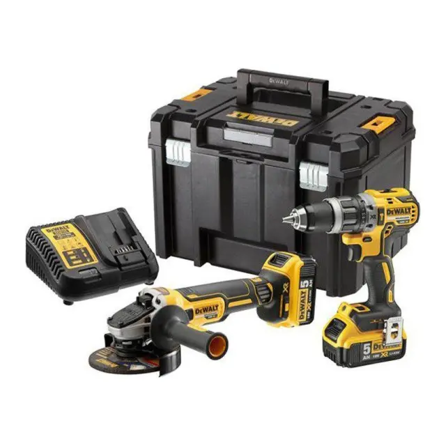Dewalt (DCK2080P2T) - Σετ Γωνιακός Τροχός & Κρουστικό Δραπανοκατσάβιδο 18V με 2 Μπαταρίες 5Ah και Θήκη