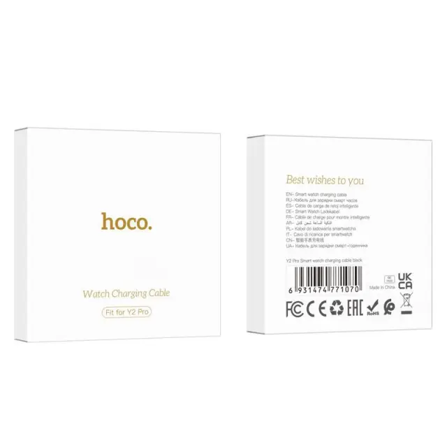 Φορτιστής Hoco για Y2 Pro Smart watch 2 pin 5V/0.12A Μαύρο Απόσταση Μαγνητών: 1,4cm Απόσταση Επαφών: 0,8cm 2