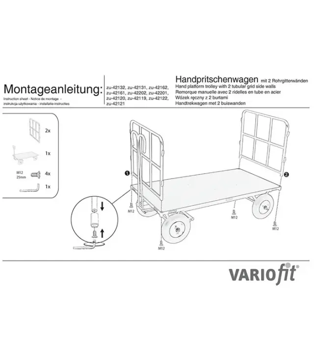 Variofit zu-42202 Τρόλεϊ Μεταφοράς Βαρέως Τύπου 2 Πλευρών για Φορτίο Βάρους ως 1000kg 2