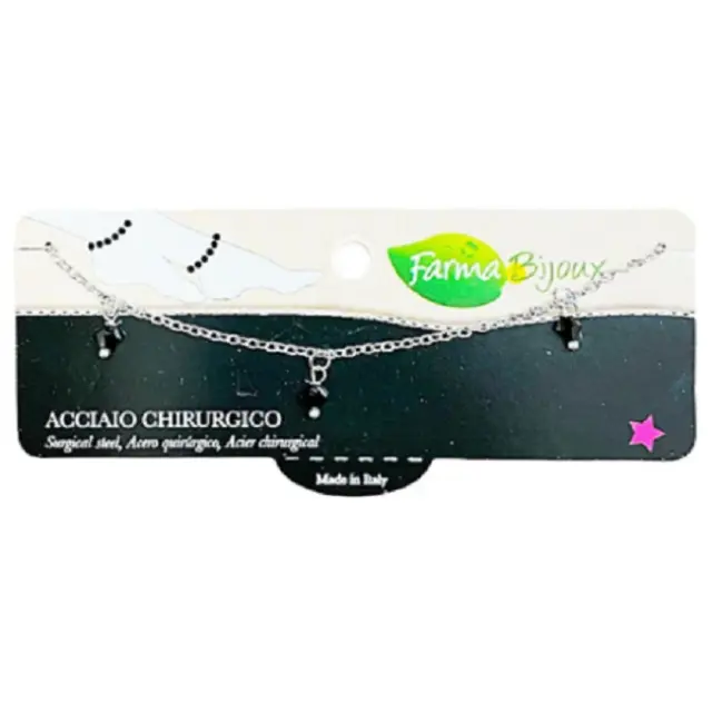 Farma Bijoux Βραχιόλι Ποδιού με Μαύρα Πετράδια 1 τμχ