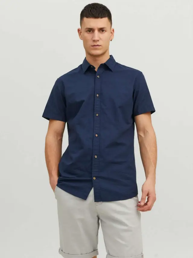 JJESUMMER SHIRT S/S S23 SN Navy Blazer 2