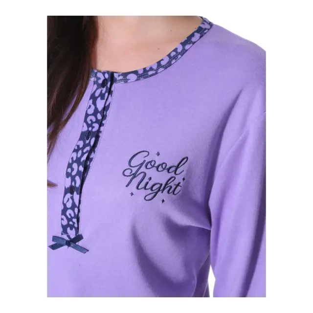 Lydia Creations Γυναικεία Πυτζάμα με Πατιλέτα Goodnight NLC, Χρώμα Λιλά 2