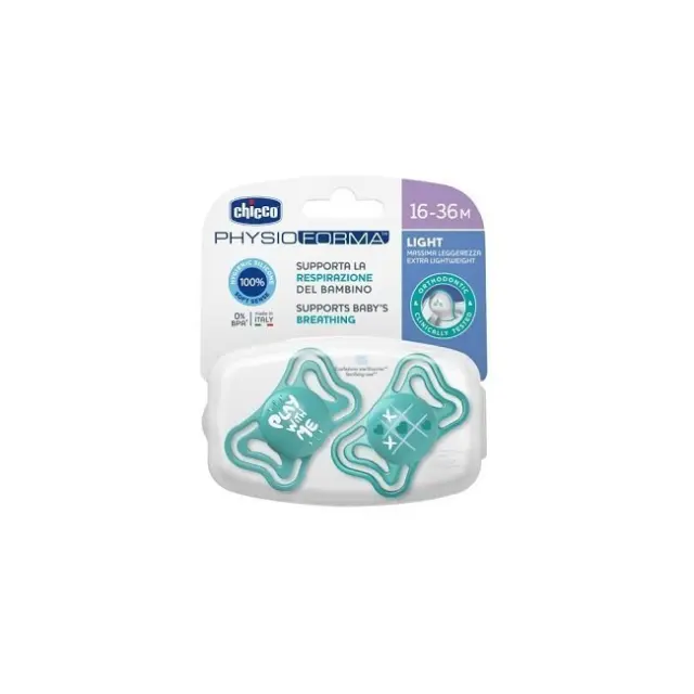 CHICCO Physioforma Light Ορθοδοντικές Πιπίλες Σιλικόνης με Θήκη Πράσινο για 16-36 μηνών 2τμχ