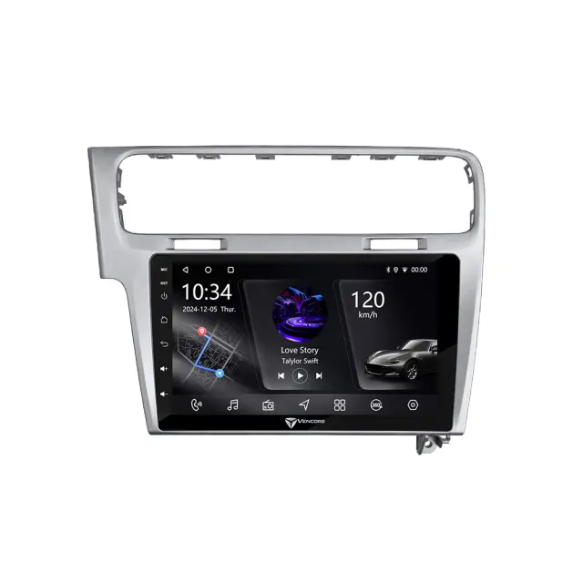 VenCore Οθόνη Multimedia Android 15 10" PX5S Octa-Core 2GB/32GB IPS με Πρόσοψη, CarPlay, Android Auto και Υποστήριξη Κάμερας 360° για Volkswagen Golf 7 2013-2021 – Ασημί (3236-10006-0003S) 2