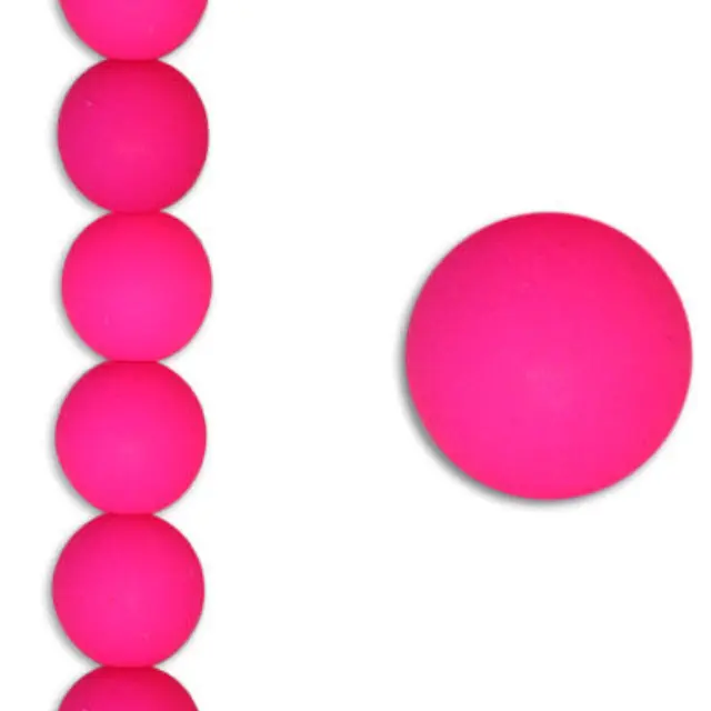 Χάντρα Glass Pearl Bright Neon Pink 6mm ~29τεμ