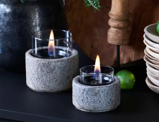 Επιτραπέζια Εστία Φωτιάς Lotus 12 Tenderflame με διάρκεια καύσης 9 - 10 ώρες, χωρητικότητα δεξαμενής 300ml και διαστάσεις 12.8x13cm - Stone TF-600511