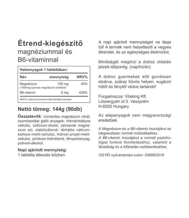 Vitaking Magnesium Citrate + B6 90 Tablets 2