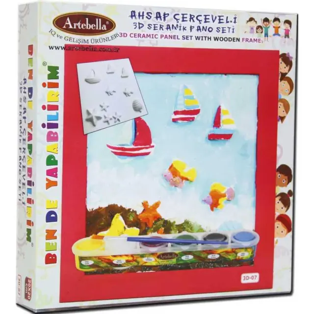 Artebella Σετ 3D Ζωγραφικής με Ανάγλυφα Σχέδια Καρτολίνο & Χρώματα 20x20cm 3D-07