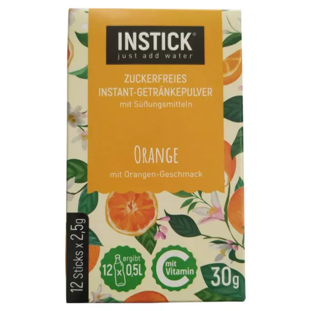 Χυμός σε Σκόνη INSTICK, Πορτοκάλι, 12 sticks x 2.5γρ
