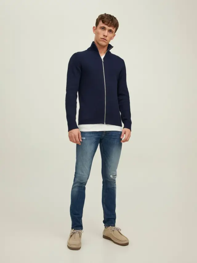 JPRCCPERFECT KNIT ZIP CARDIGAN maritime blue 3