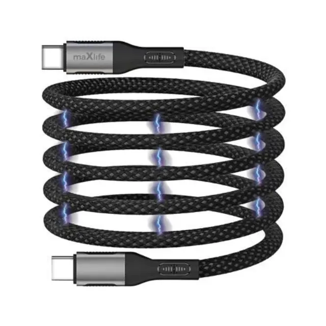 Καλώδιο Σύνδεσης USB 2.0 Maxlife MXUC-11 Magnetic Nylon USB C σε USB C 100W 1m Μαύρο N66966