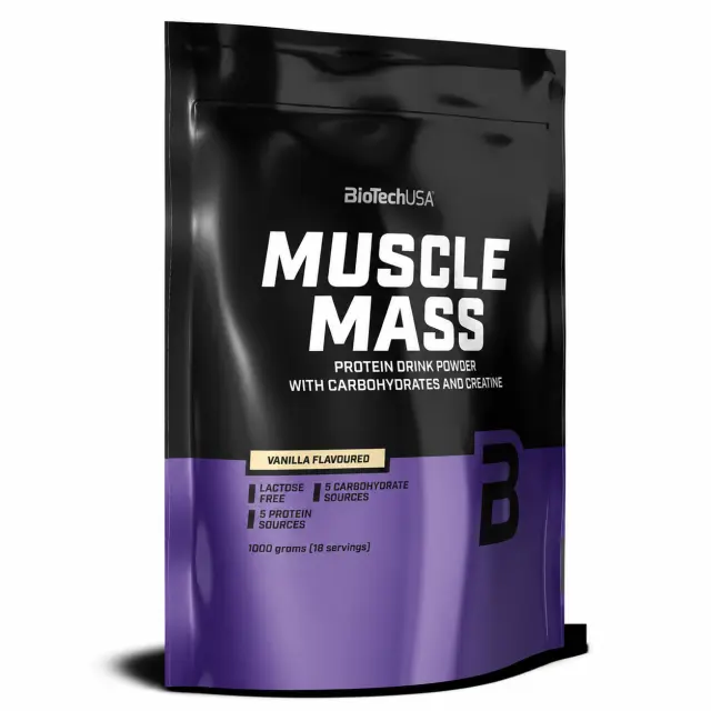 Biotech USA Muscle Mass με Κρεατίνη Χωρίς Λακτόζη με Γεύση Βανίλια 1kg