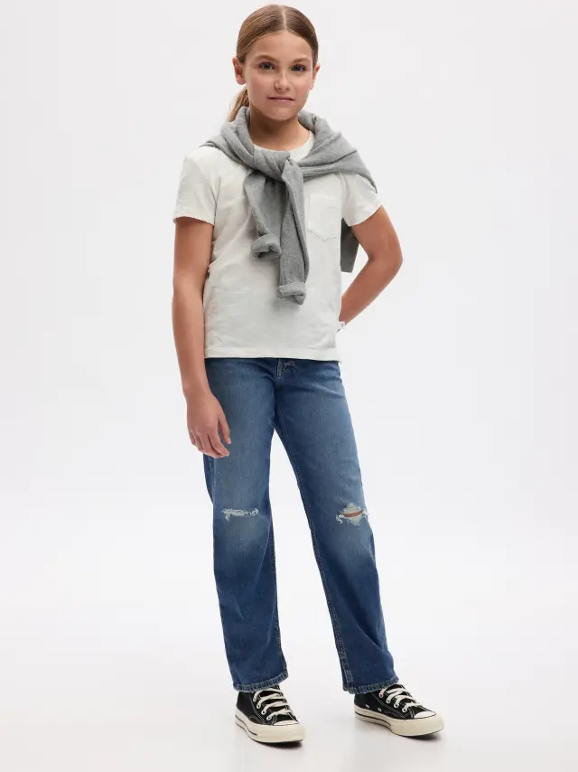 Μπλε Παιδικό Οργανικό Βαμβάκι High Rise '90s Loose Jean Παντελόνι με Washwell dark wash - 6