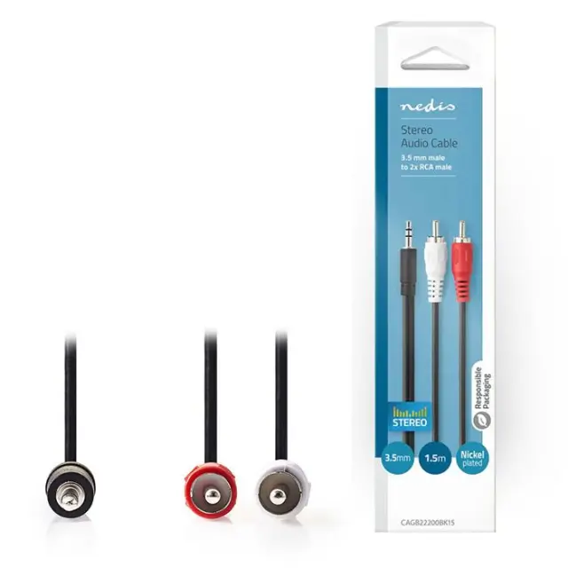 Καλώδιο 2x RCA αρσ. - 3.5mm Stereo αρσ, 1.5 m.