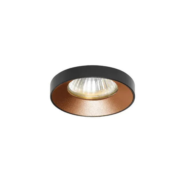 Ikon 03306/BC Χωνευτό σποτ σταθερό GU10/PAR16 ø7.5cm sanded black body+copper reflector Μαύρο/Χάλκινο