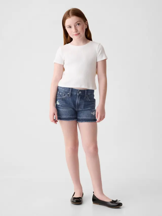Παιδικό Χαμηλοκάβαλο Denim Σορτς Medium wash - 8