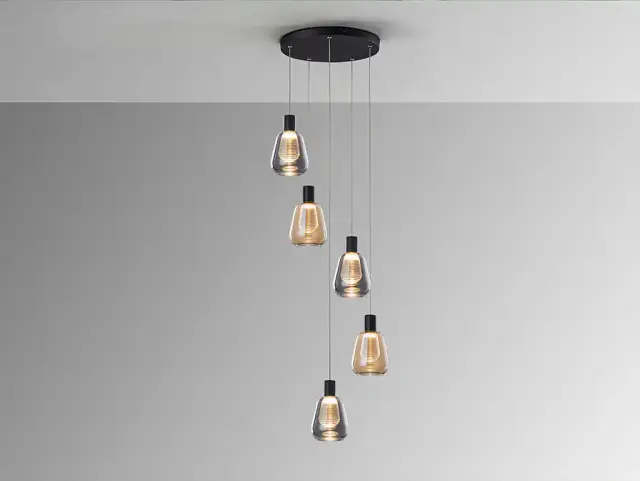 Φωτιστικό Οροφής Carisa Μαύρο με 5 LED Amber Γυαλί
