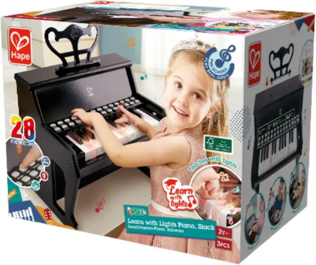 Hape Learn With Lights Piano,Black - Ηλεκτρικό Πιάνο Για Εκμάθηση Με Φωτιζόμενα Πλήκτρα 2
