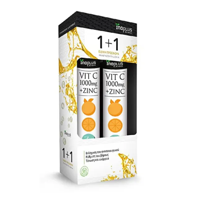 Inoplus Βιταμίνη C 1000mg & Ψευδάργυρος 2 x 20 Αναβράζοντα Δισκία