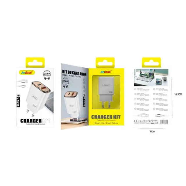 Andowl Φορτιστής κινητού με καλώδιο Type-C με Διπλή USB 35W Q-CD35 -Mobile charger 615105 2