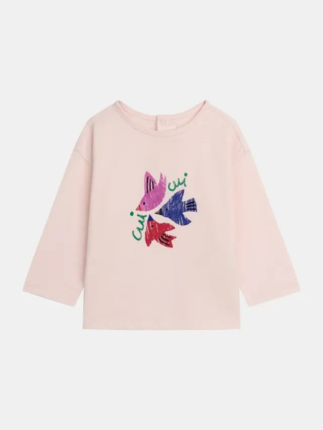 Βρεφική Μπλούζα για Κορίτσια Pink Birds ΡΟΖ