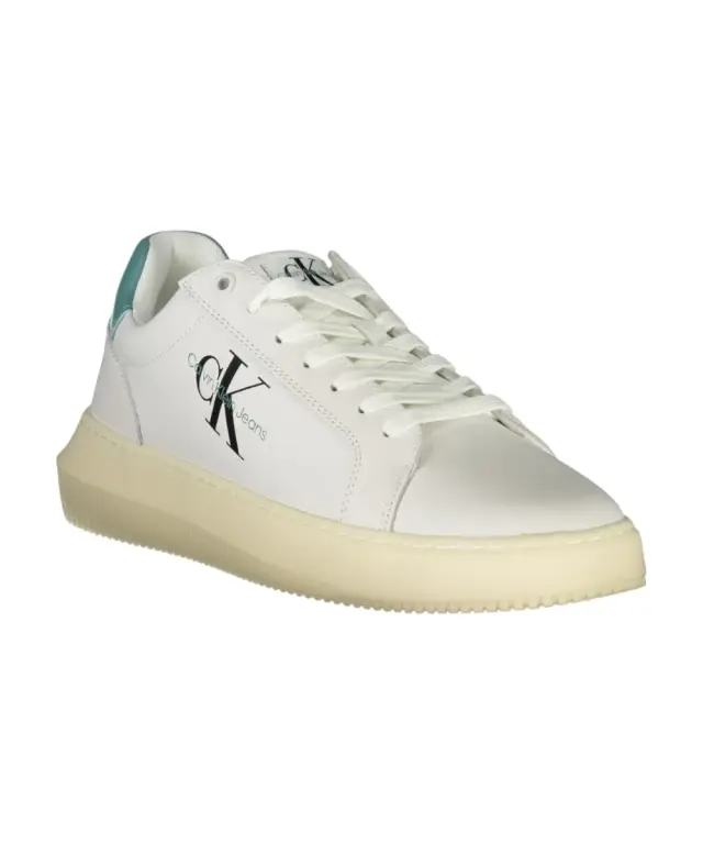 Calvin Klein - Cupsole Mono Lth Ανδρικά Chunky Sneakers YM0YM00681-01T Λευκό/Τιρκουάζ 2