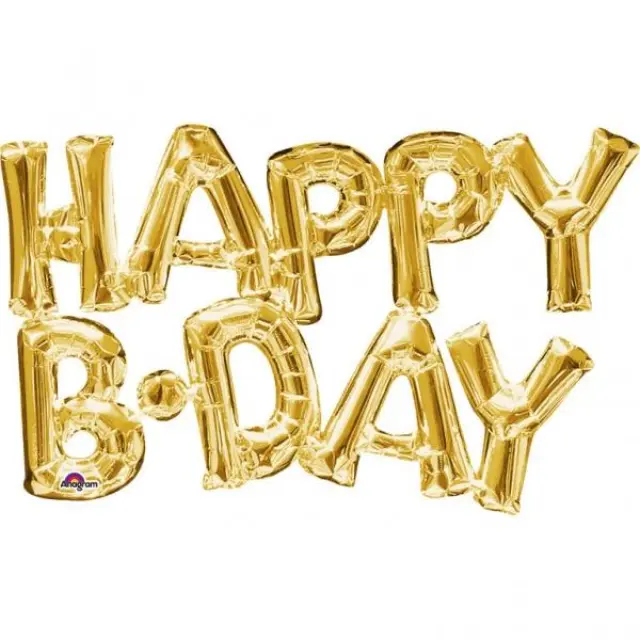 Μπαλόνι Γράμματα Happy B-DAY Χρυσό