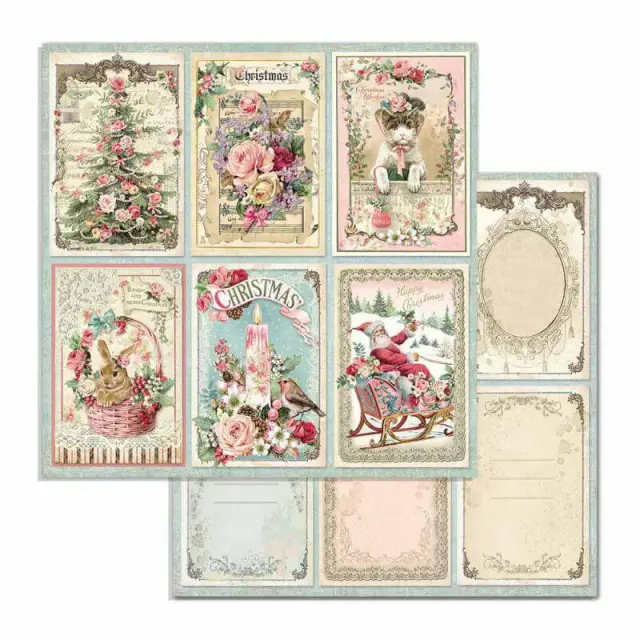 Χαρτί Scrapbooking Stamperia Διπλής Όψης - Pink Christmas Cards - 31x30cm