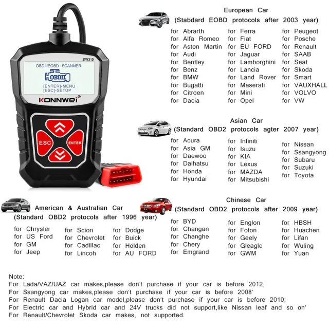 Ψηφιακό διαγνωστικό αυτοκινήτων OBDII/EOBD – Konnwei – KW310 2