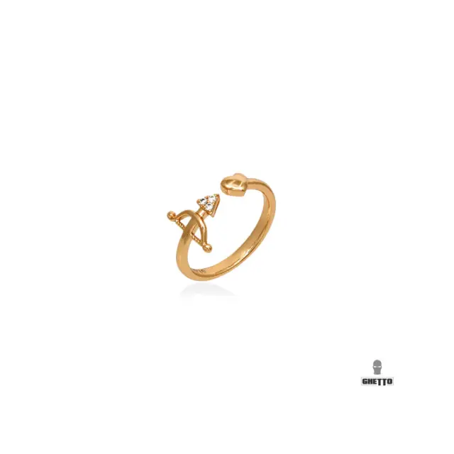 Ghetto Open Arrow Heart Stainless Steel Ring