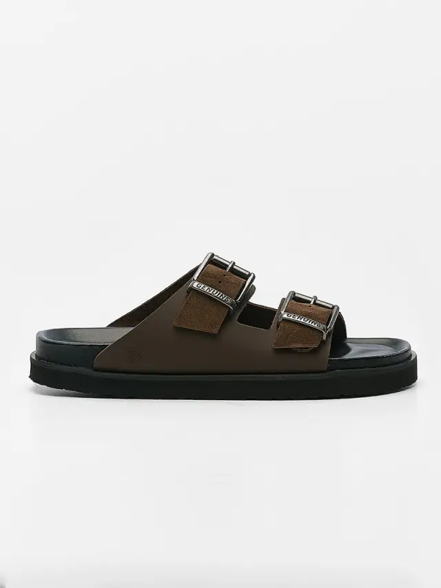 Genuins Πέδιλα Ανδρικό δέρμα Καφέ GEN/CORT VELOUR G106229 BROWN 2