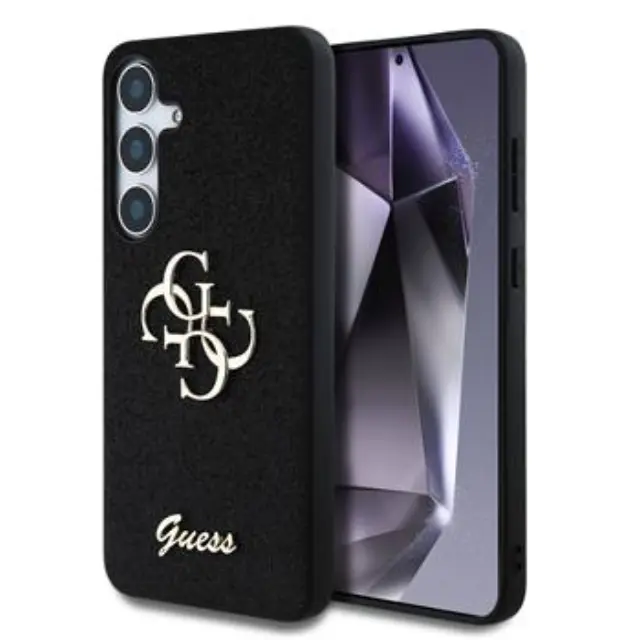 Guess PU Fixed Glitter 4G Metal Logo Case for Samsung Galaxy S25 Black
